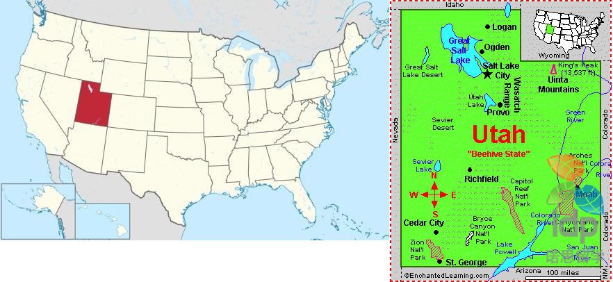 犹他州地图位置图片