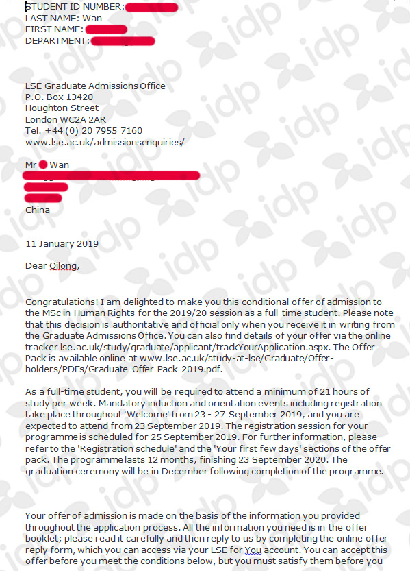 伦敦政治经济学院offer